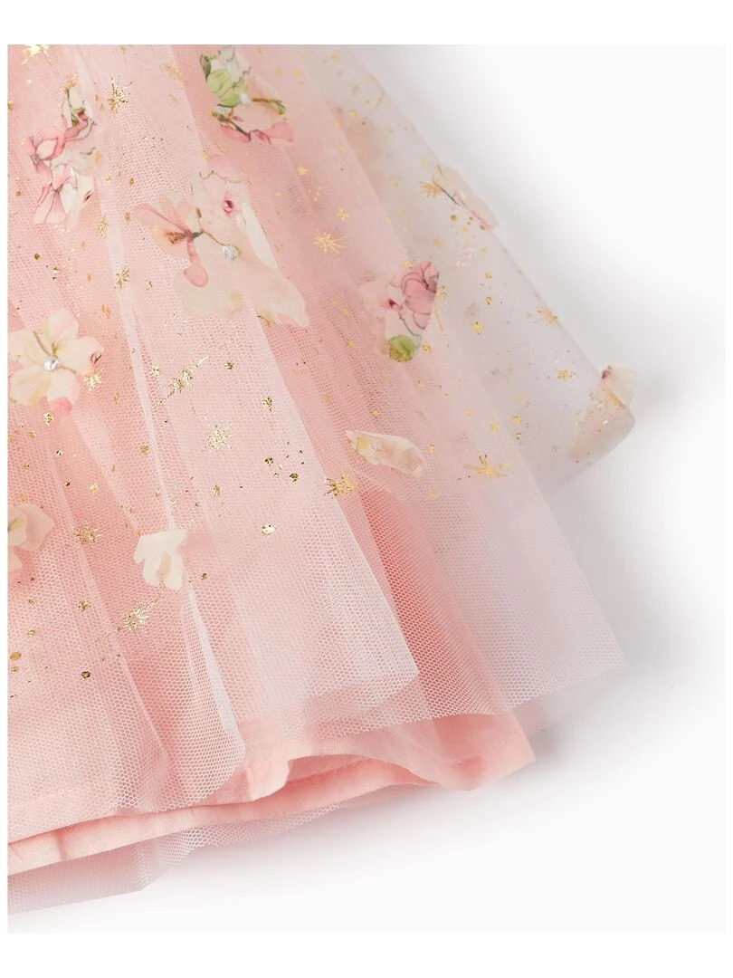 Jupe en Tulle avec Fleurs pour Fille  CÉRÉMONIE   Rose