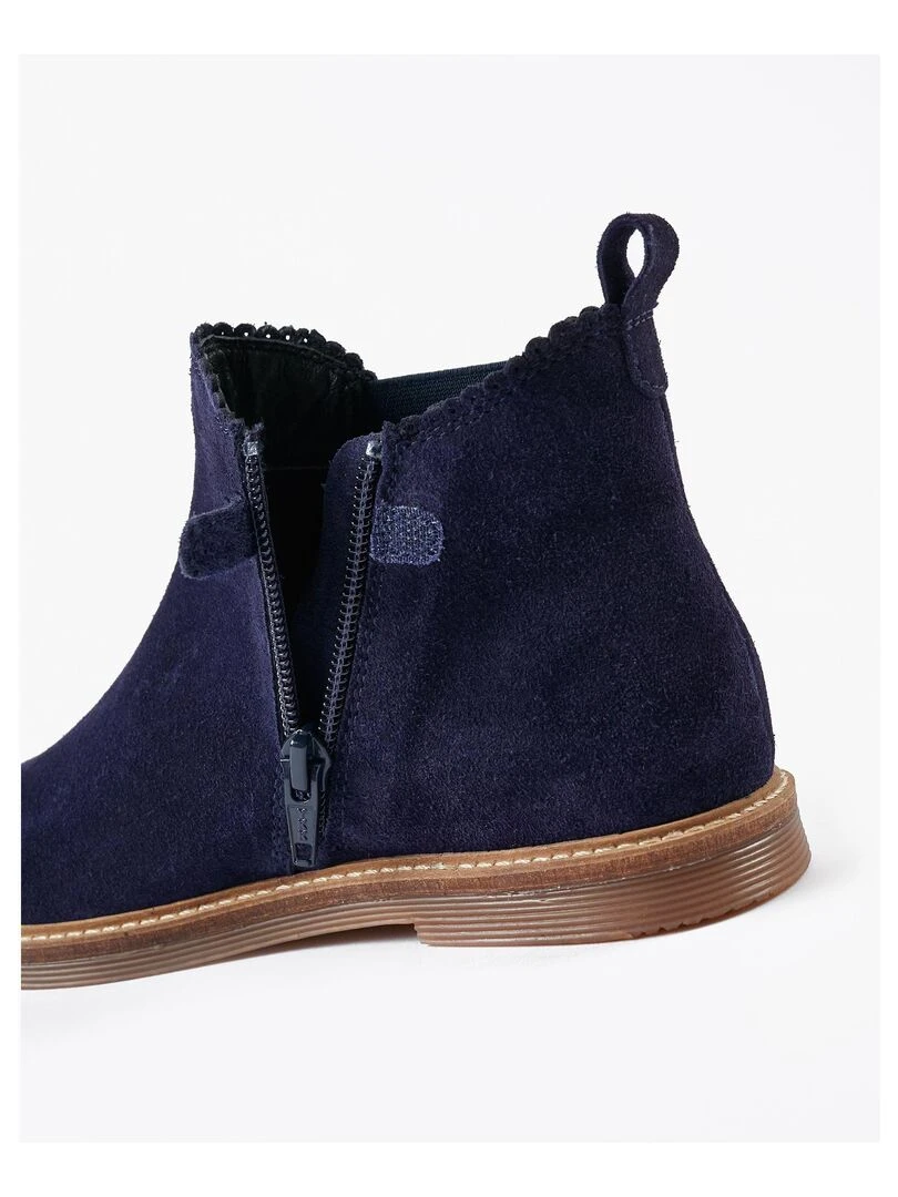 Bottes Chelsea en daim pour fille   ROYALS OFF DUTY   Bleu foncé