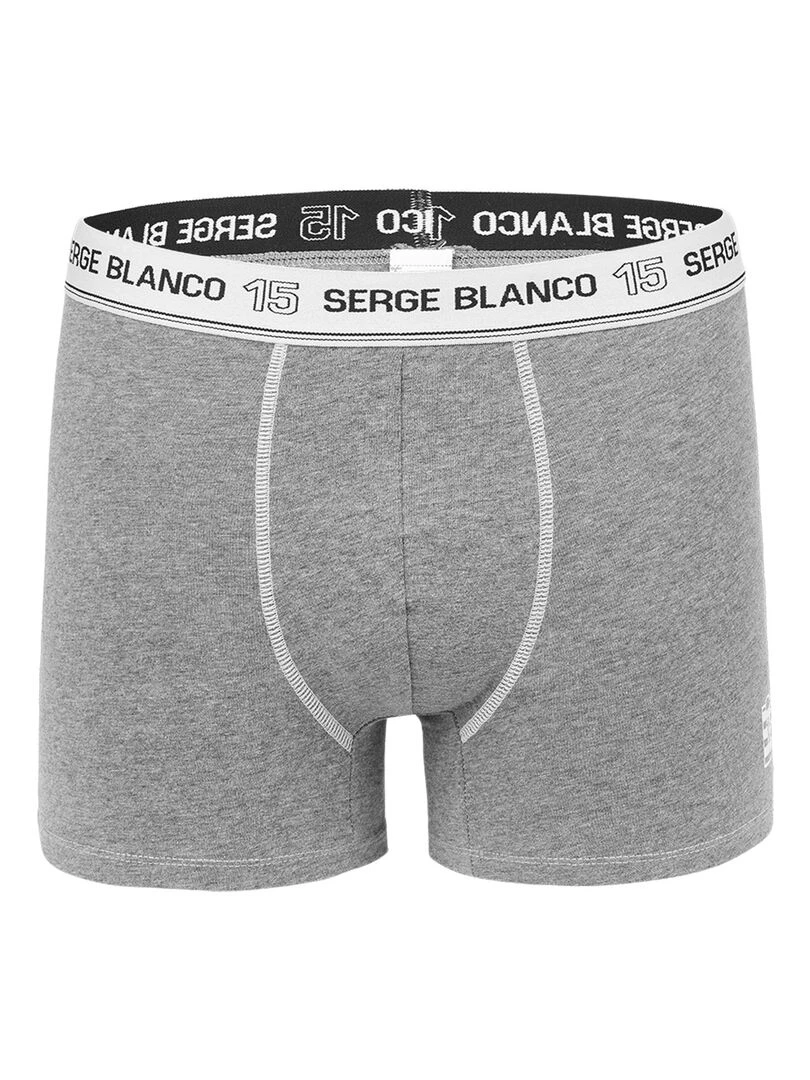 Lot de 4 Boxers coton homme avec surpiqûres Class Serge Blanco   Noir Gris