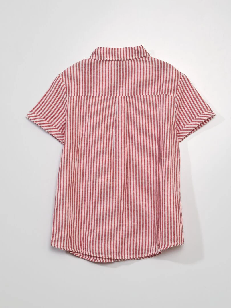 Chemise rayée manches courtes Rouge