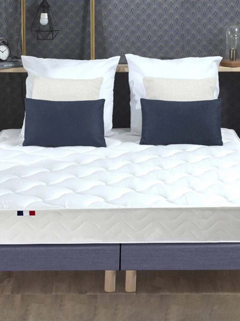 Ensemble Matelas 100% latex 3 zones ESSENTIEL + Sommier Fabriqué en France   Sommier Bleu denim   Bleu gris