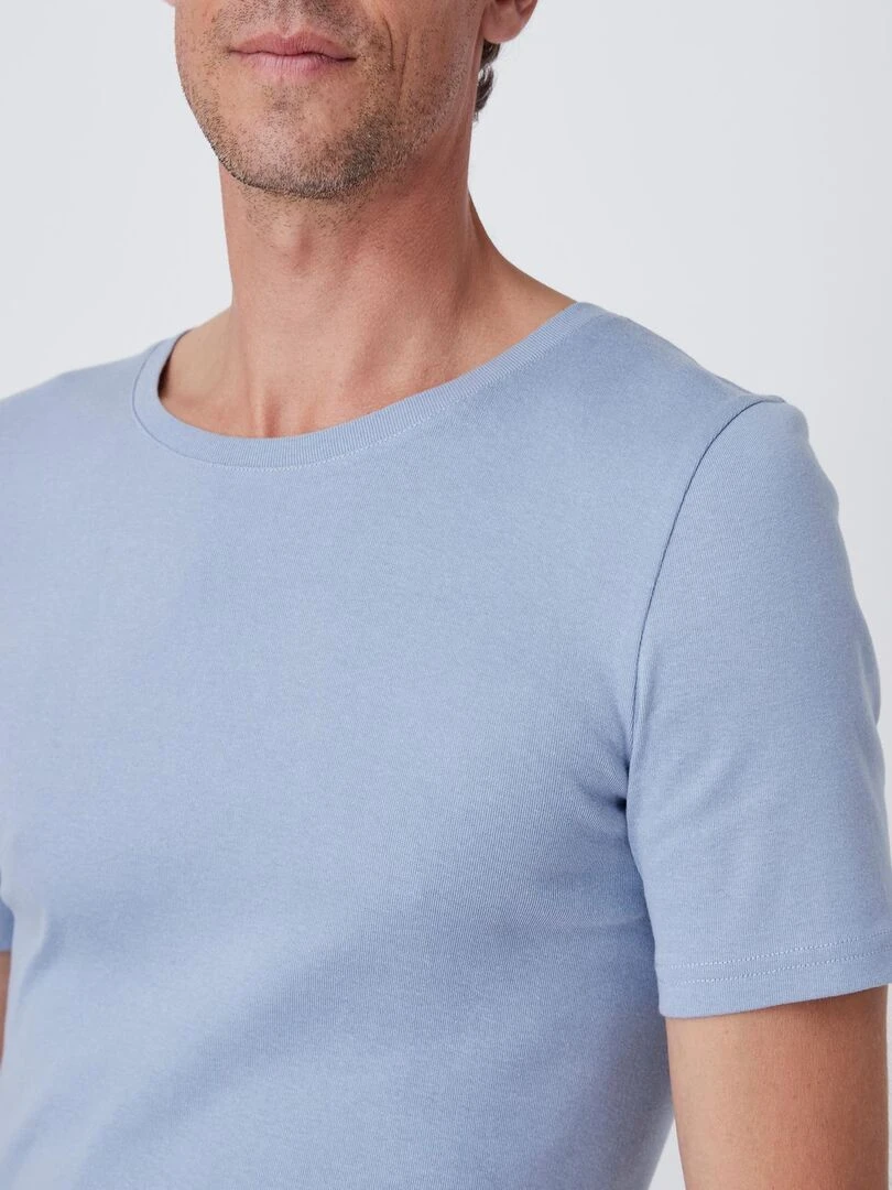 Lot de 2 t shirts col rond manches courtes Essential pur coton peigné Damart Bleu