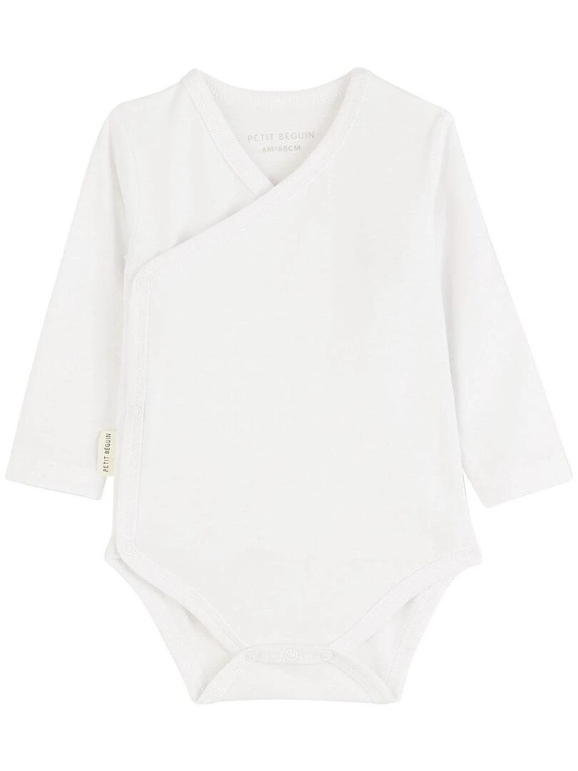 Lot de 3 bodies bébé manches longues croisés Blanc