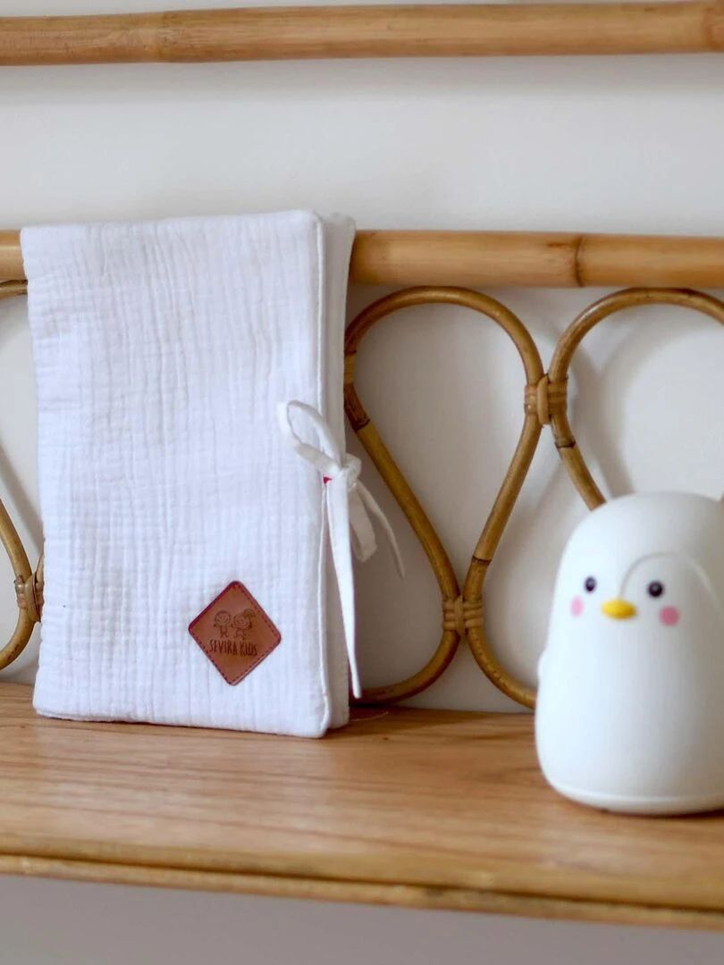 Protège carnet de santé en gaze de coton  Jeanne   Marron