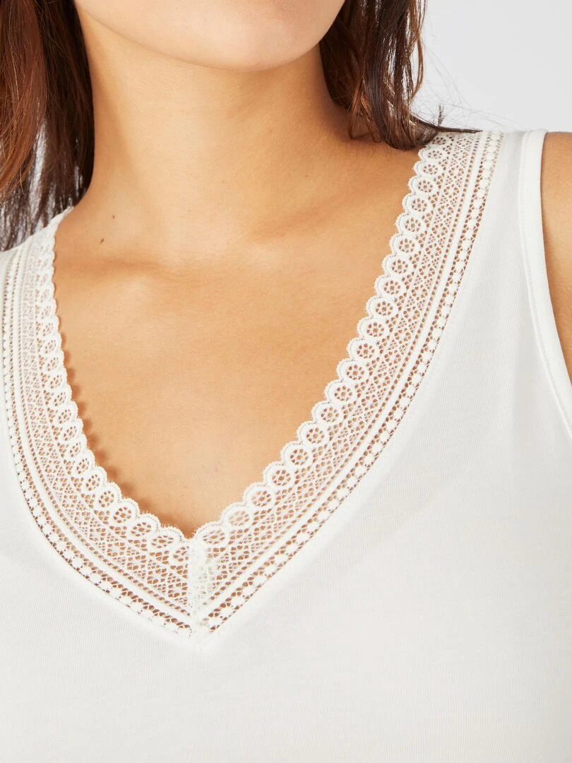 Débardeur dentelle Climatyl Damart Blanc cassé