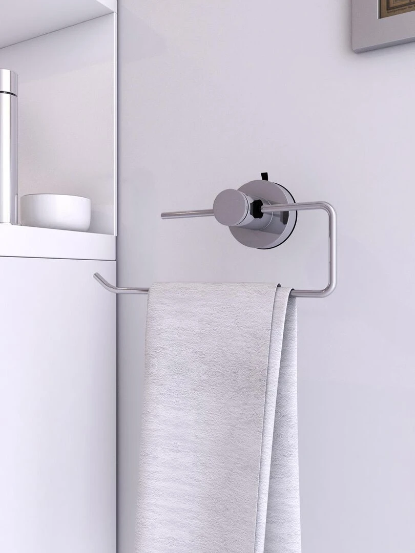 Porte serviette avec barre à ventouse Argent