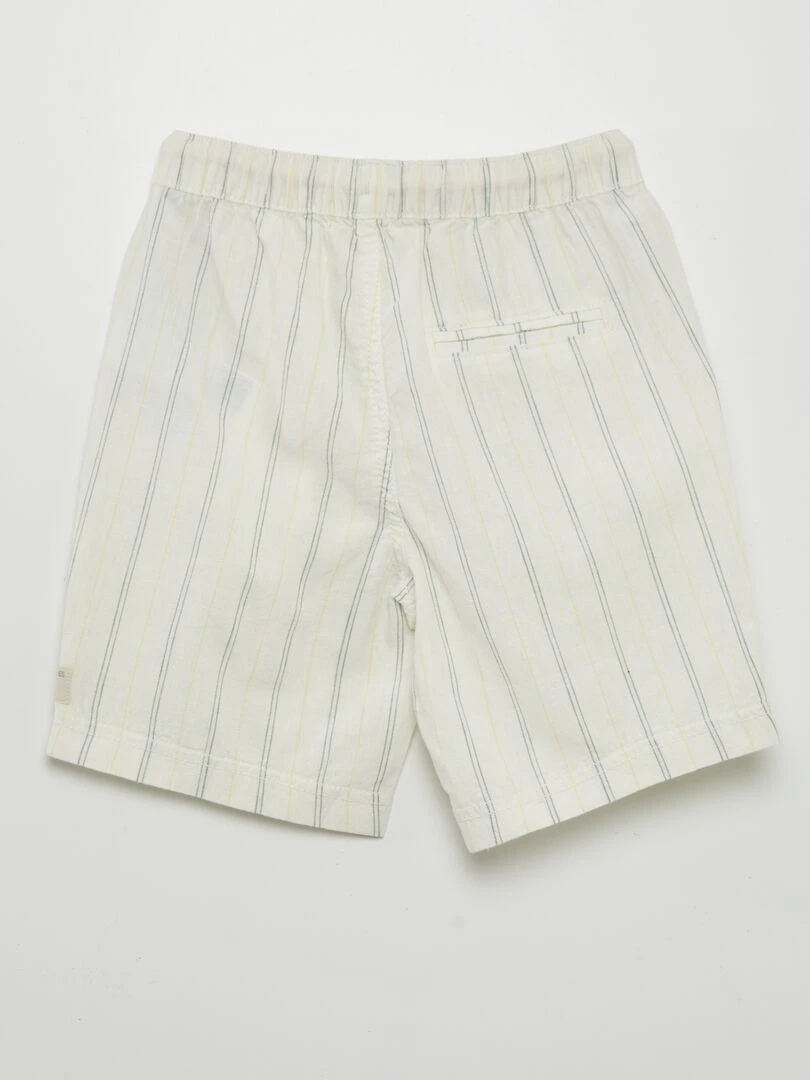 Short en lin uni Blanc