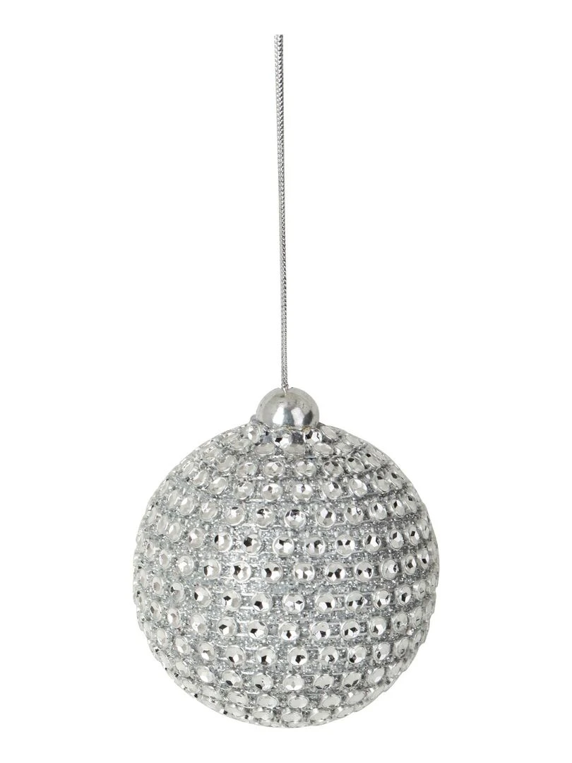 6 boules argenté strass de noel Argent