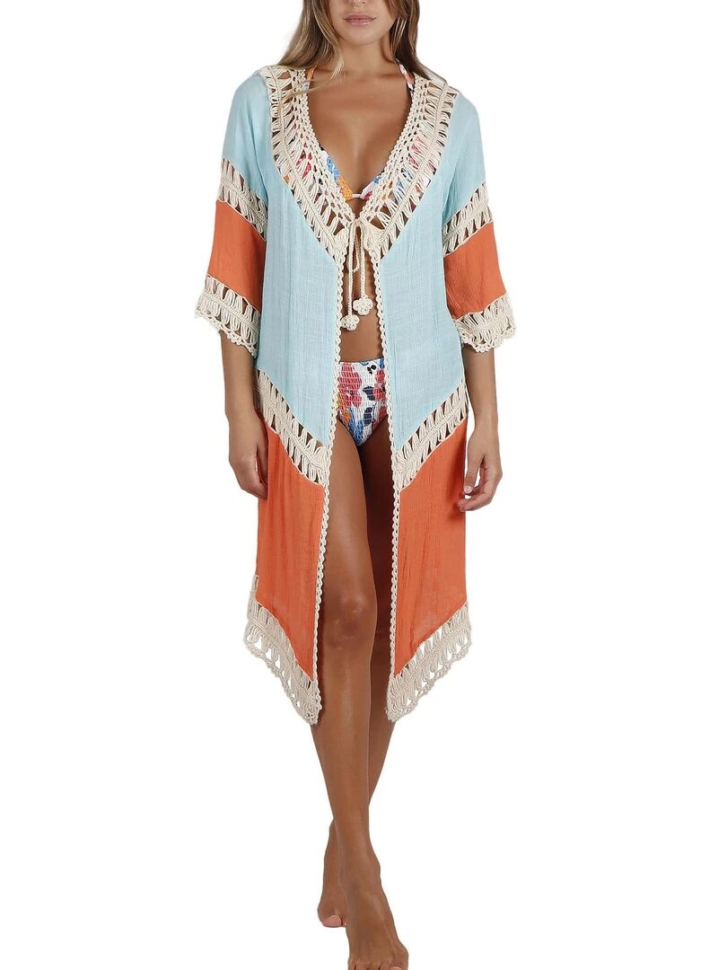 Caftan de plage Summer Memoirs Bleu turquoise