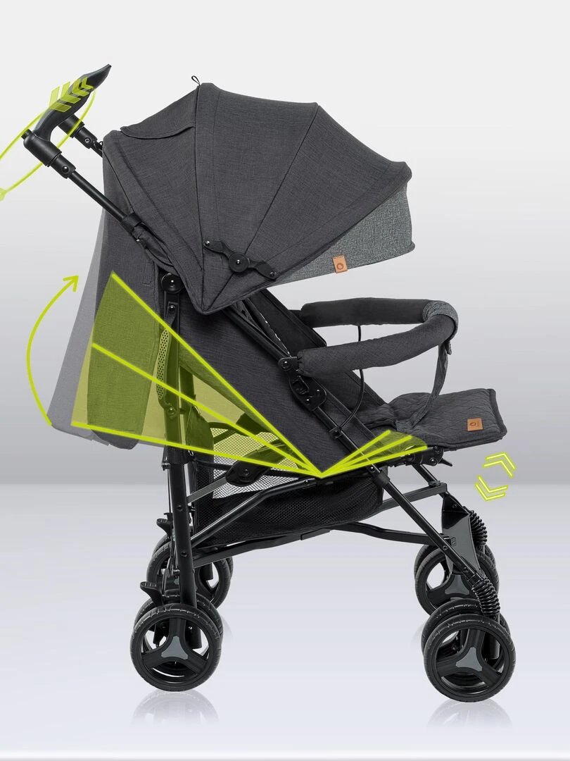LIONELO Irma Poussette bébé canne compacte De 6 à 36 mois Accessoires inclus Gris foncé Gris foncé