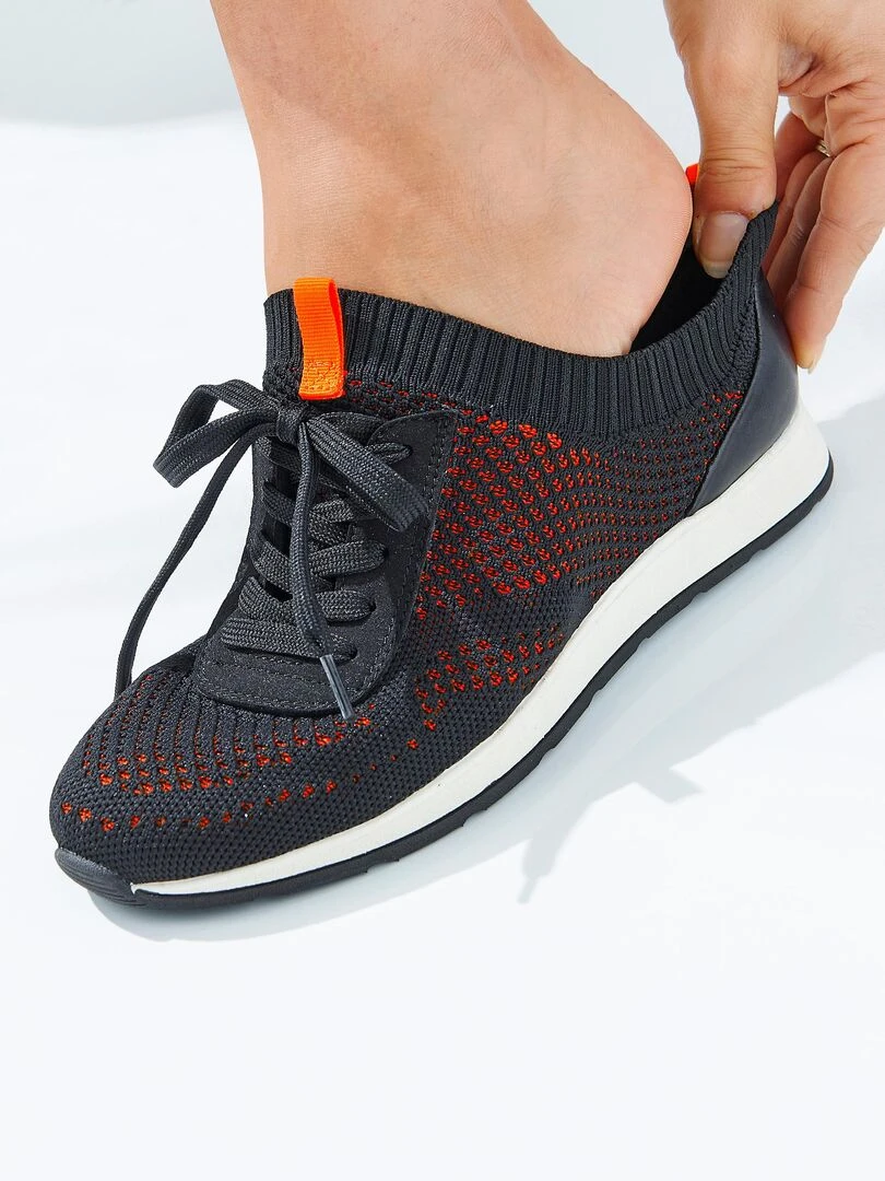 Baskets en textile extensible Amortyl Damart Noir