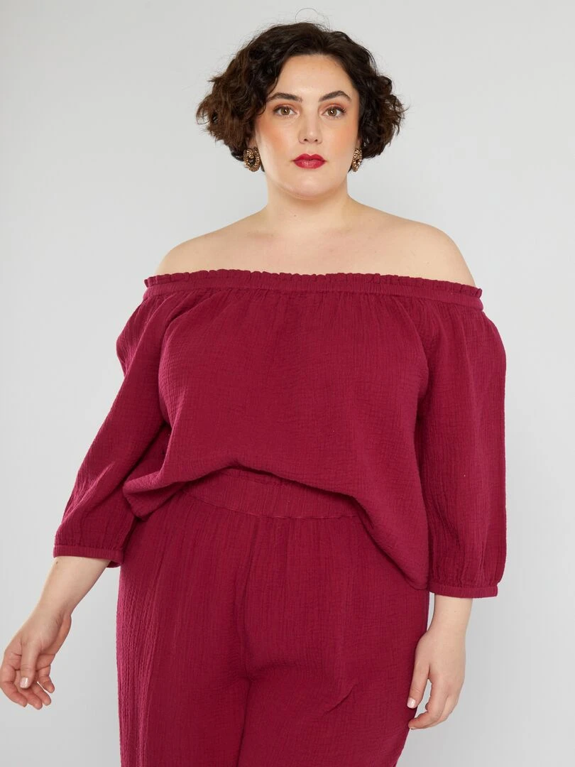Blouse en gaze de coton Rouge