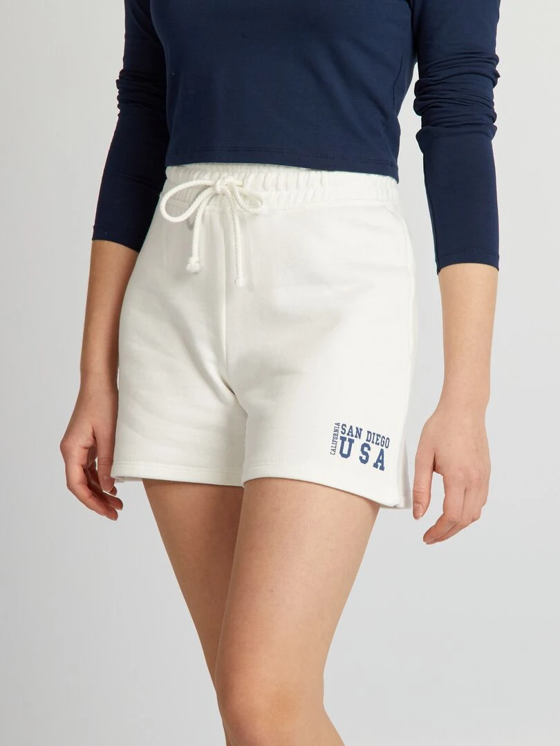 Short en coton USA Blanc