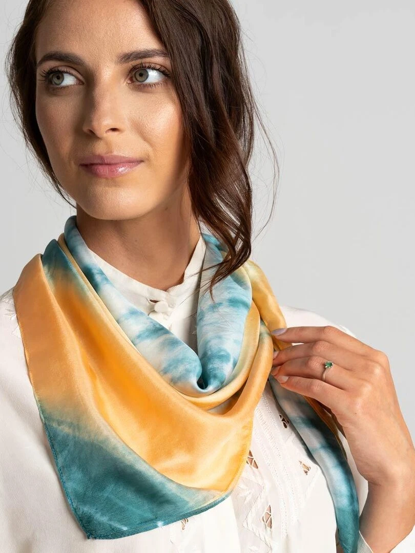 Carré de Soie Tie Dye Diem Artisanat VietNam Vert jade