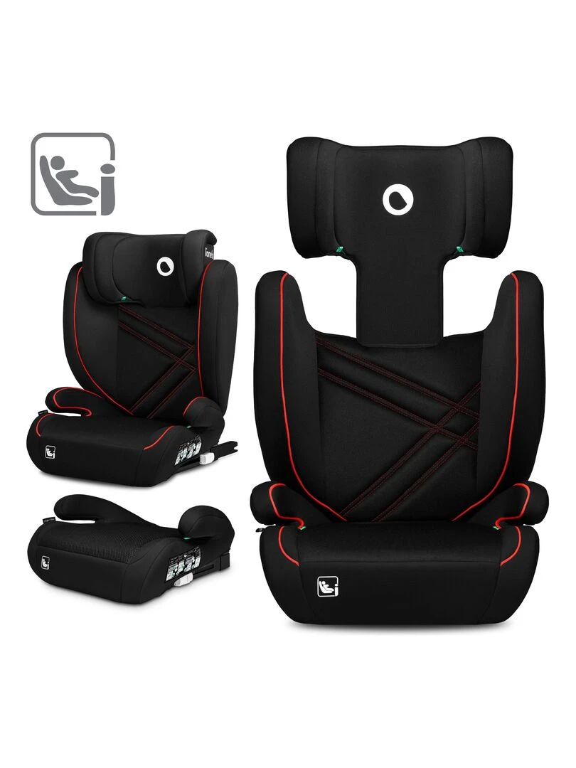 Siège auto évolutif LIONELO Hugo i Size ISOFIX Noir Noir Rouge