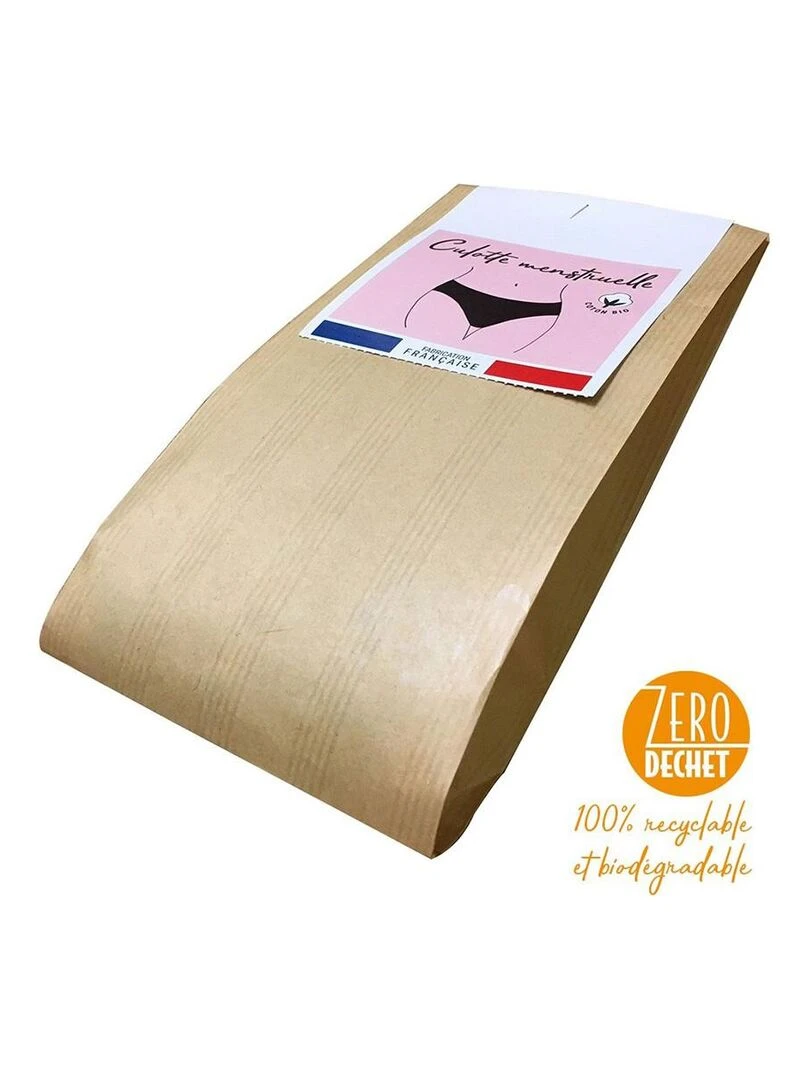 Shorty menstruel 1ères règles en coton bio Oeko Tex   Noir
