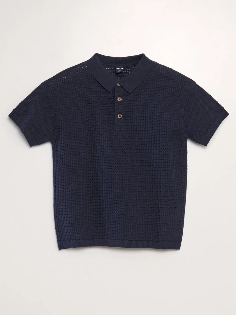 Polo maille tricot coupe loose bleu marine