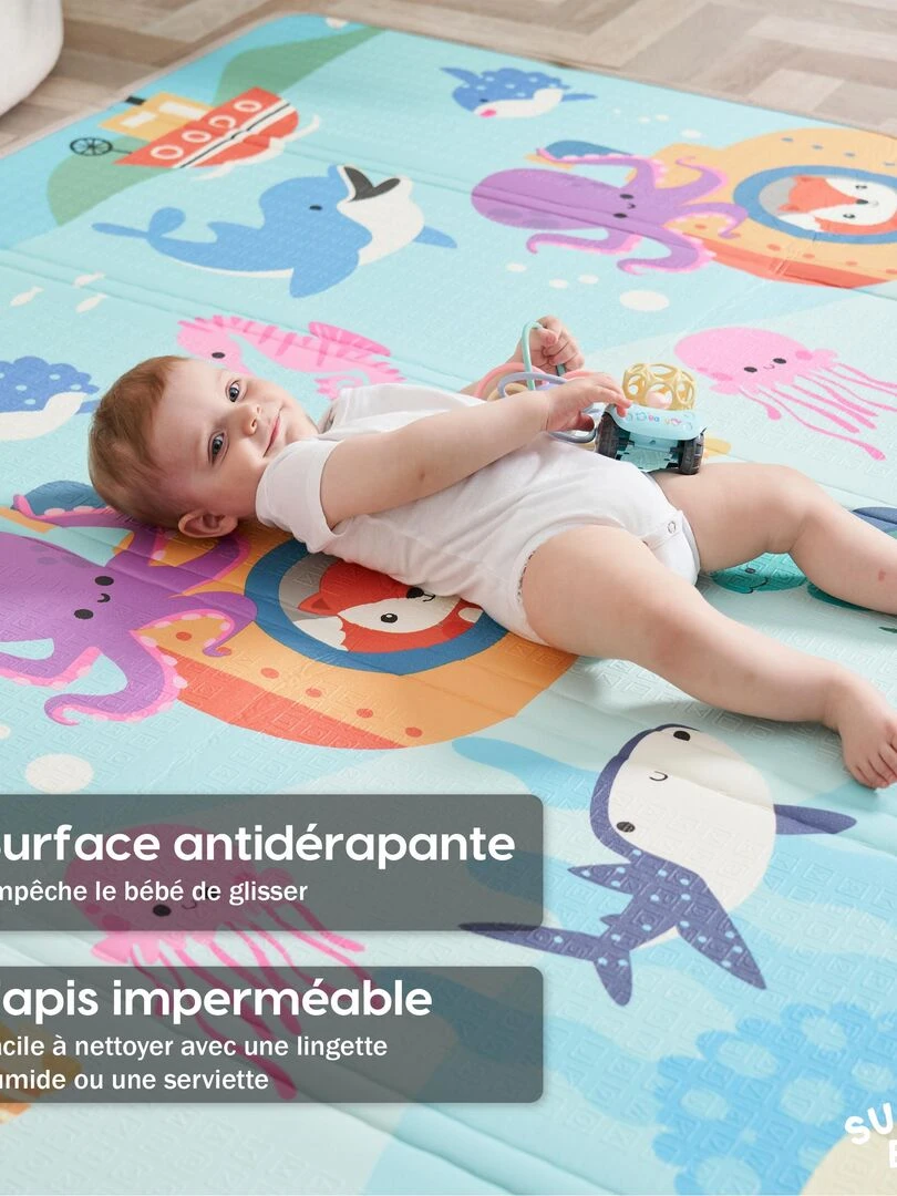 Tapis de Jeu en mousse  épais et pliable pour enfants   SEA XXL   SUPERBE BEBE   Bleu outremer