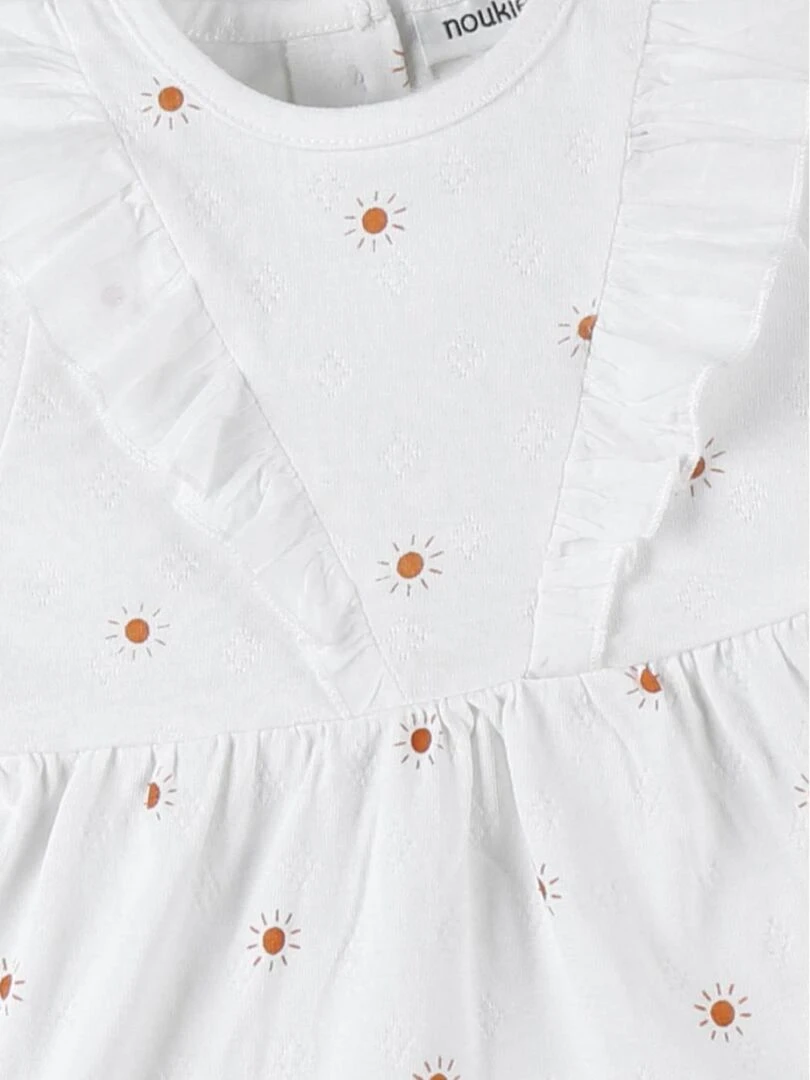 Robe bi matière imprimé soleils  écru/jaune   Noukie's   Beige