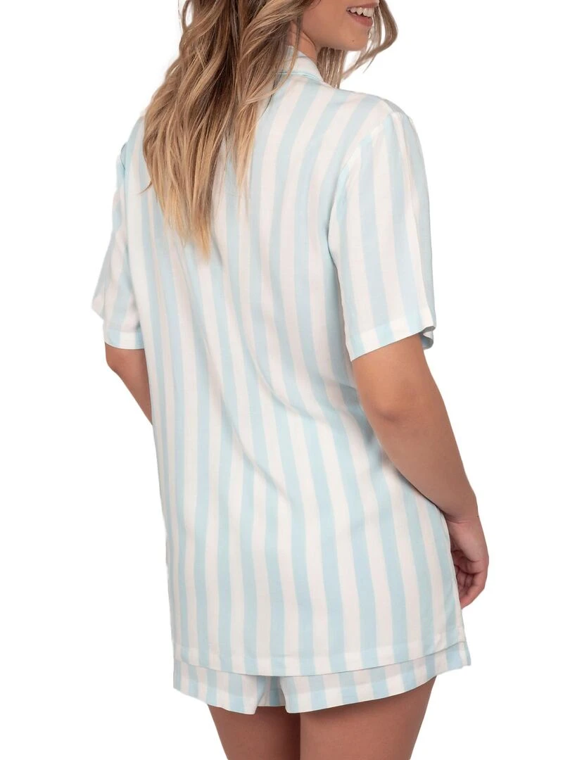 Pyjama chemise short Classic Stripes bleu Bleu