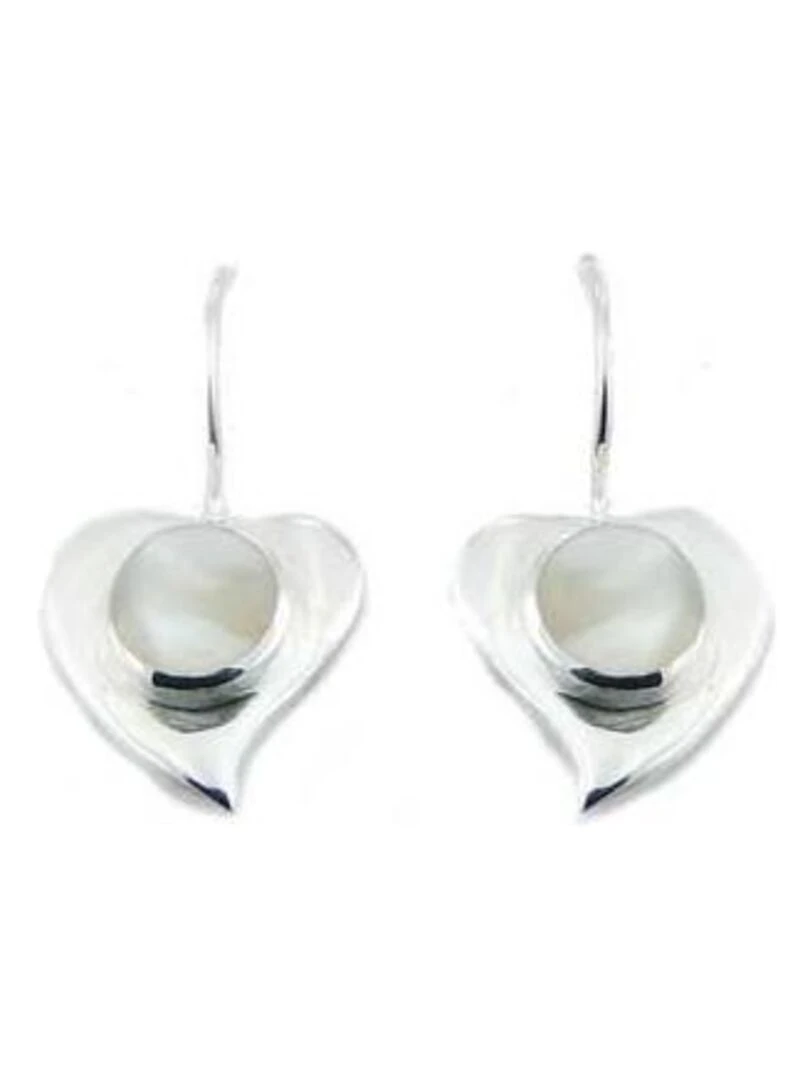 Boucles d'oreille coeur nacre Bijoucolor Argent