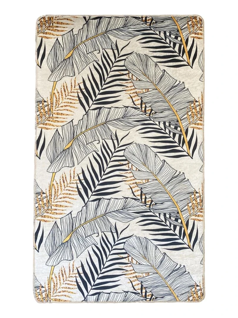 Tapis Feuille Gold Gris Gris