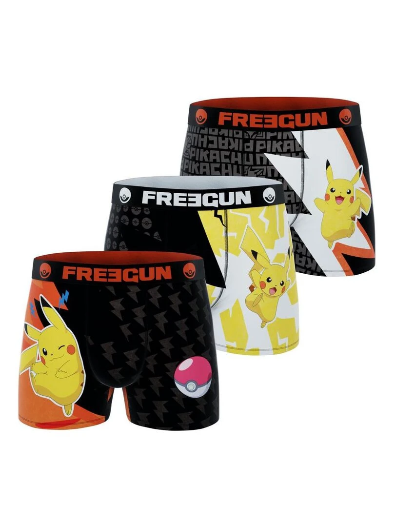 Lot de 3 boxers enfant Pokémon Freegun Noir