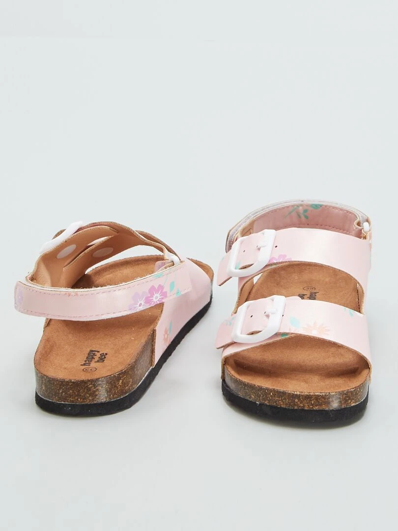 Mules avec scratchs aux chevilles   Rose