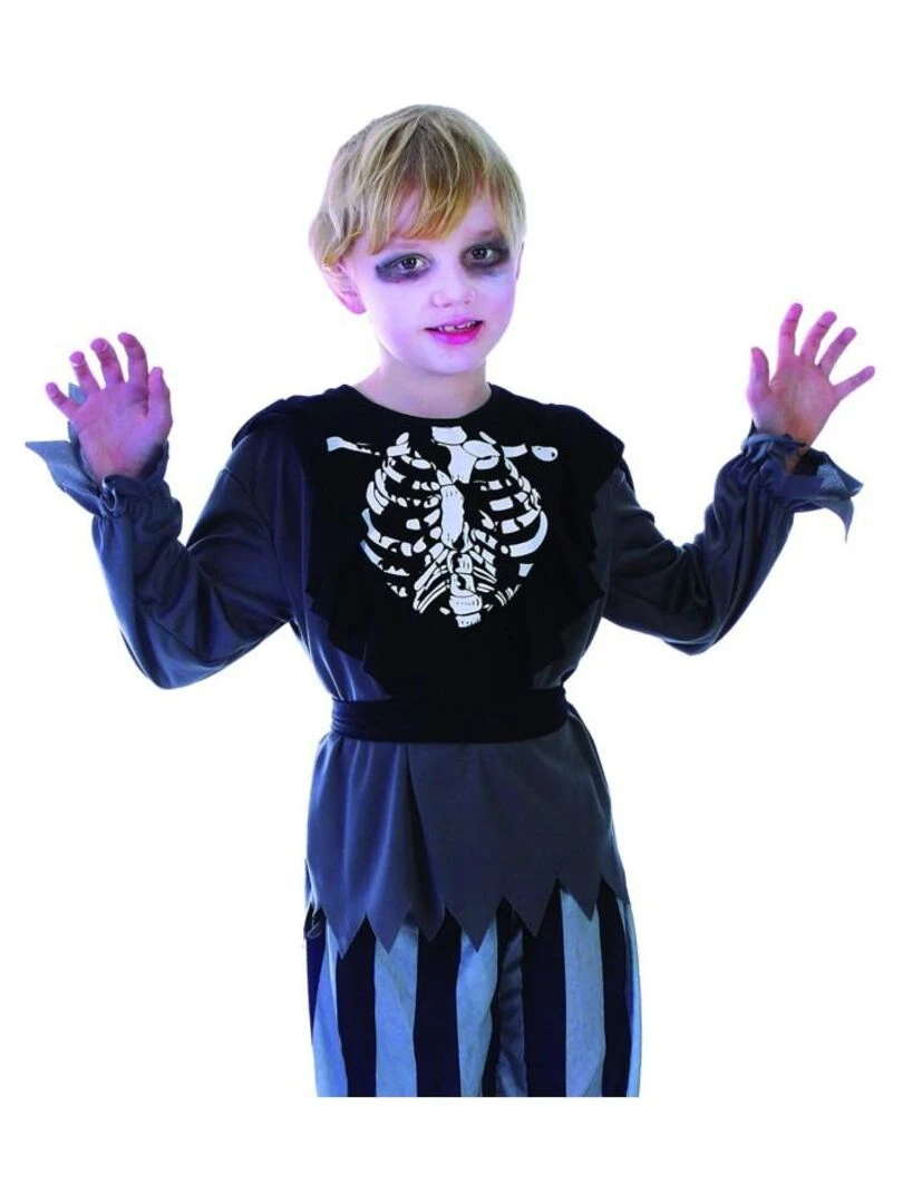 Déguisement Pirate rayé Squelette Halloween enfant Noir Noir