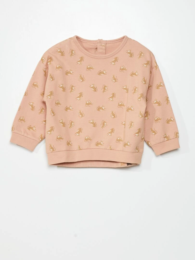 Sweat en molleton Toujours + de douceur Rose 'tigre'