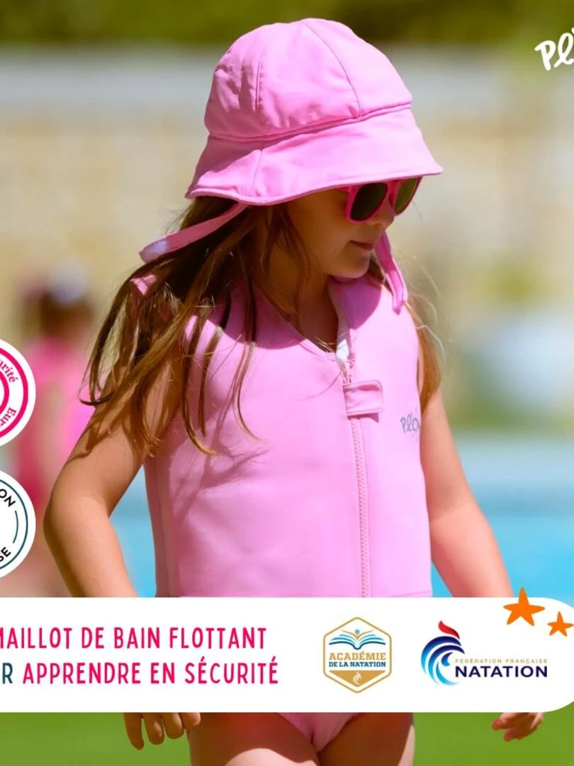 Maillot de Bain Jeanne Enfant avec Flotteurs Accessoire de Natation Fille Rose