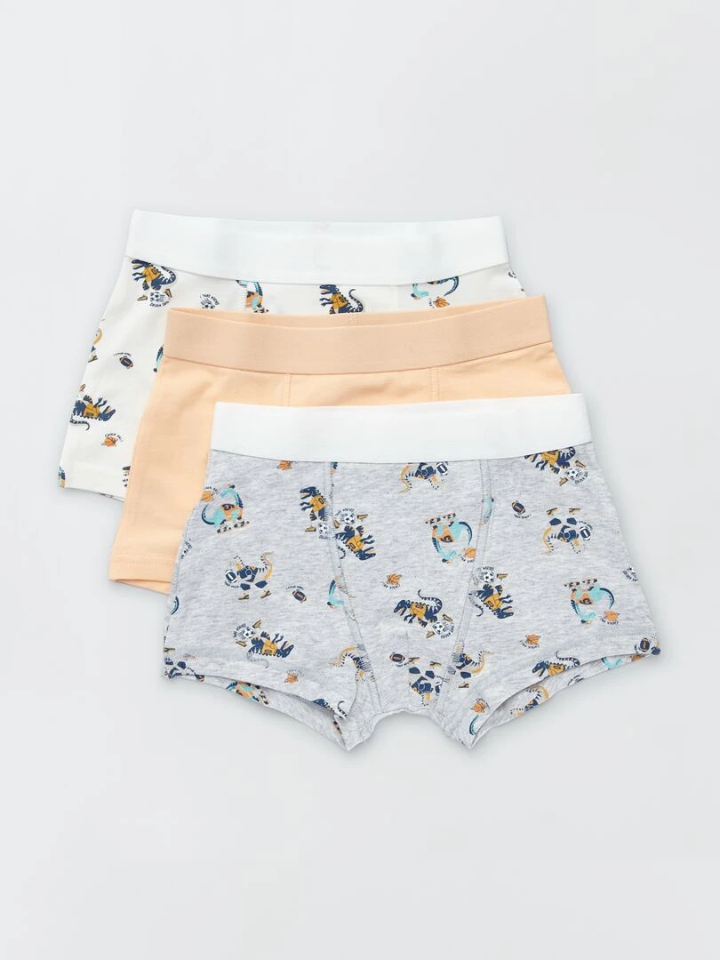 Lot de 3 boxers Blanc/gris/corail