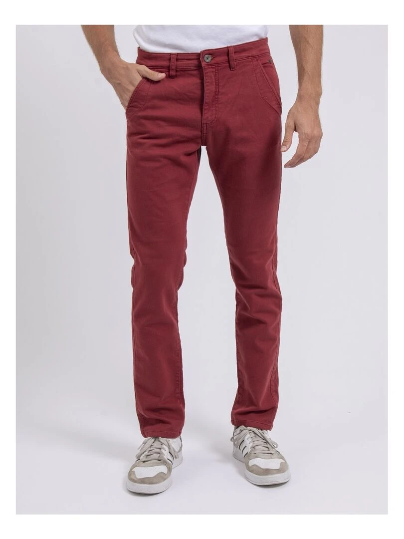 Pantalon chino coupe ajustée VALBACOL Bordeaux