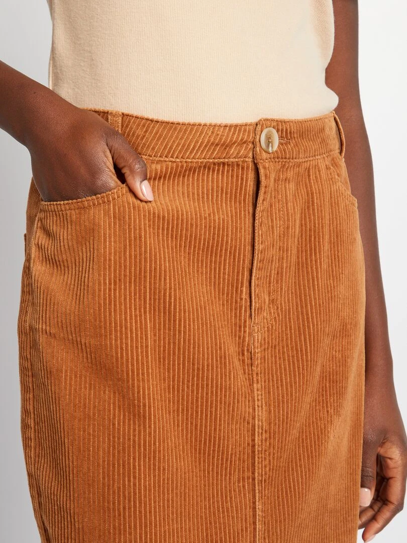 Jupe longue en velours   Marron