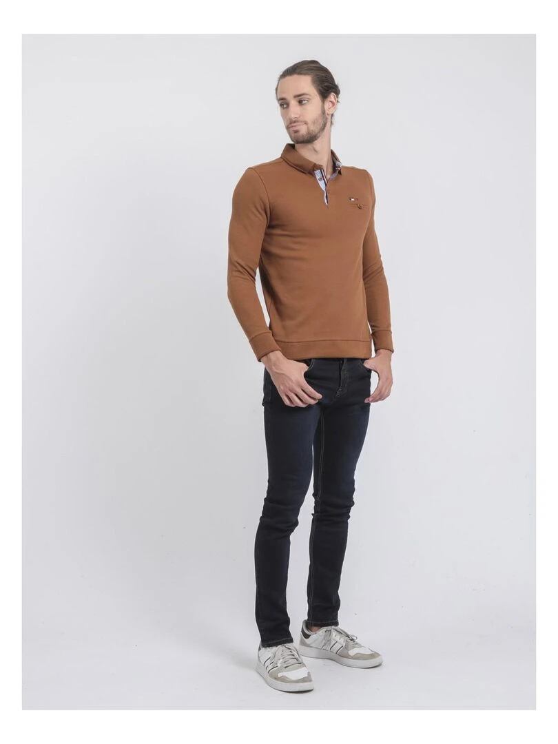 Pull fin col polo WAMITOL   Marron caramel