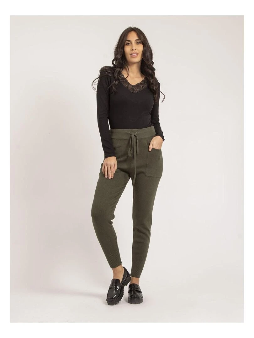 Pantalon jogging en maille ELSA   Kaki
