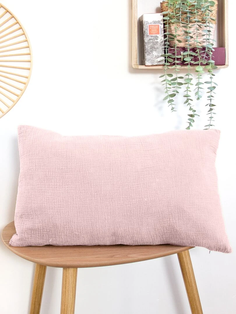 Coussin double gaze de coton Rose