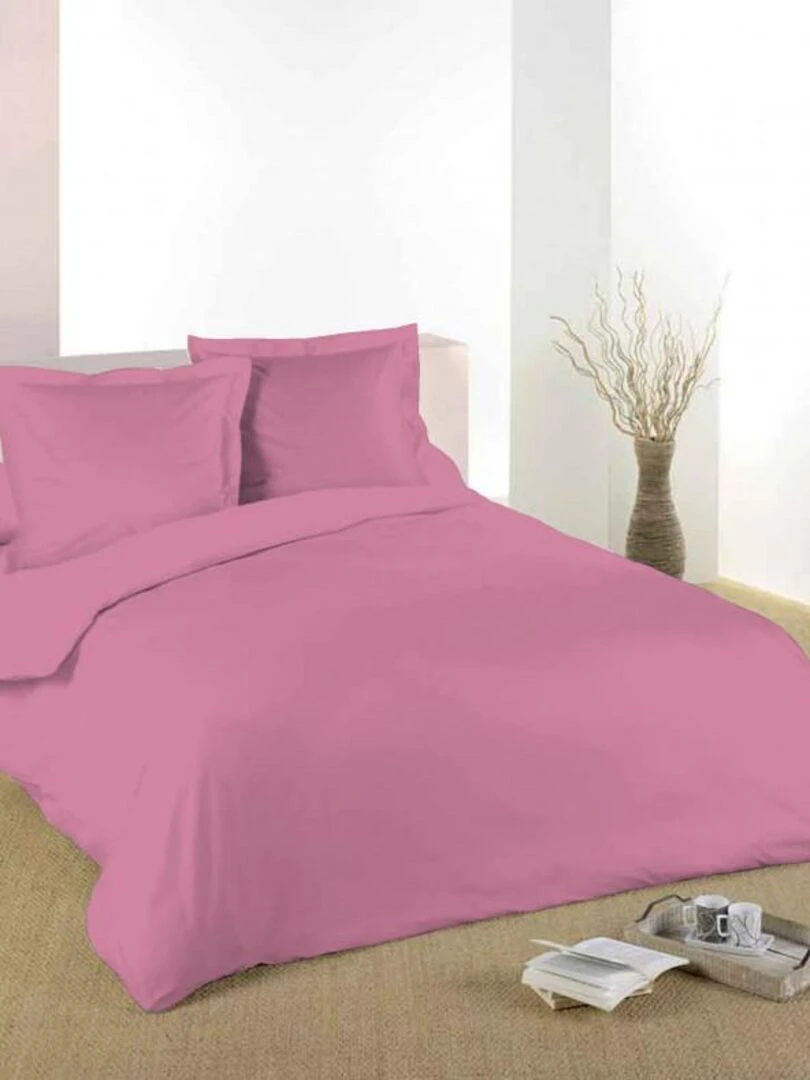 Housse De Couette Rose 260 X 240 Cm / 100% Coton / 57 Fils/cm² Pour Lit 2 Places "king Size" Rose