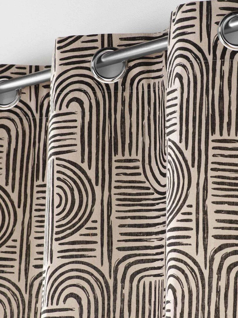 Rideau à œillets avec motifs ethniques Noir