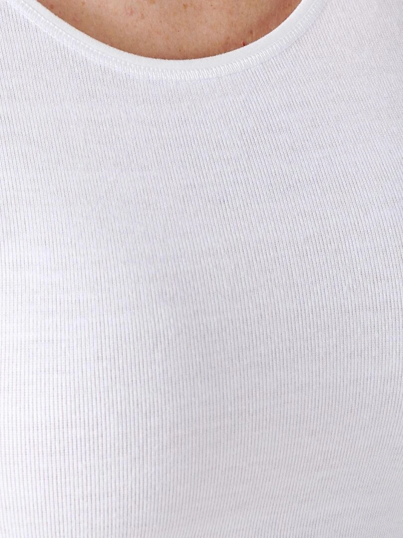 T shirt manches courtes fine côte Thermolactyl Damart Blanc