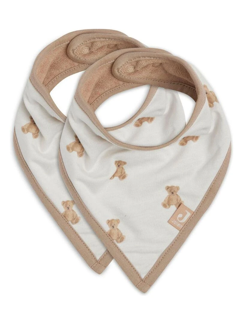 Lot de 2 bavoirs bandanas Teddy Bear Marron