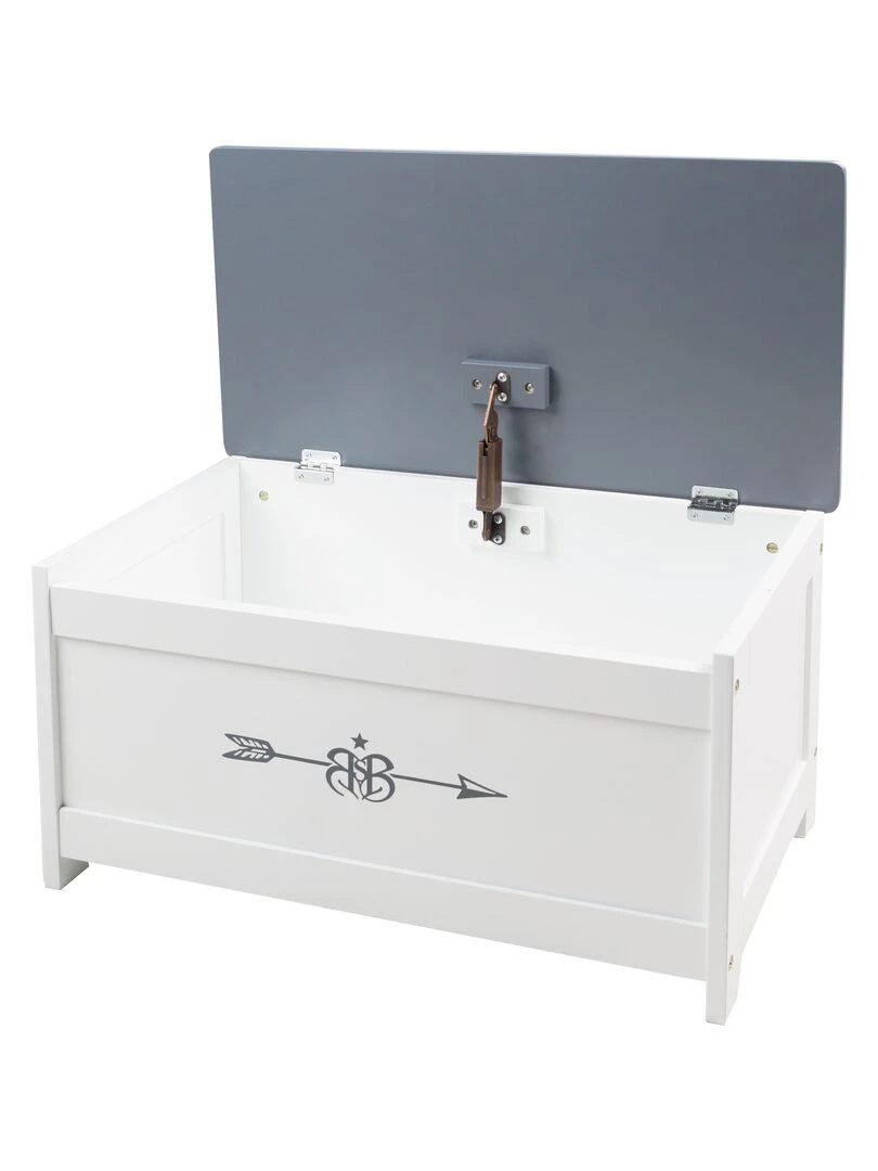 ROBA Banc Coffre à Jouets "Rock Star Baby" en Bois pour Enfant Fermeture Douce Blanc/Gris Gris Blanc