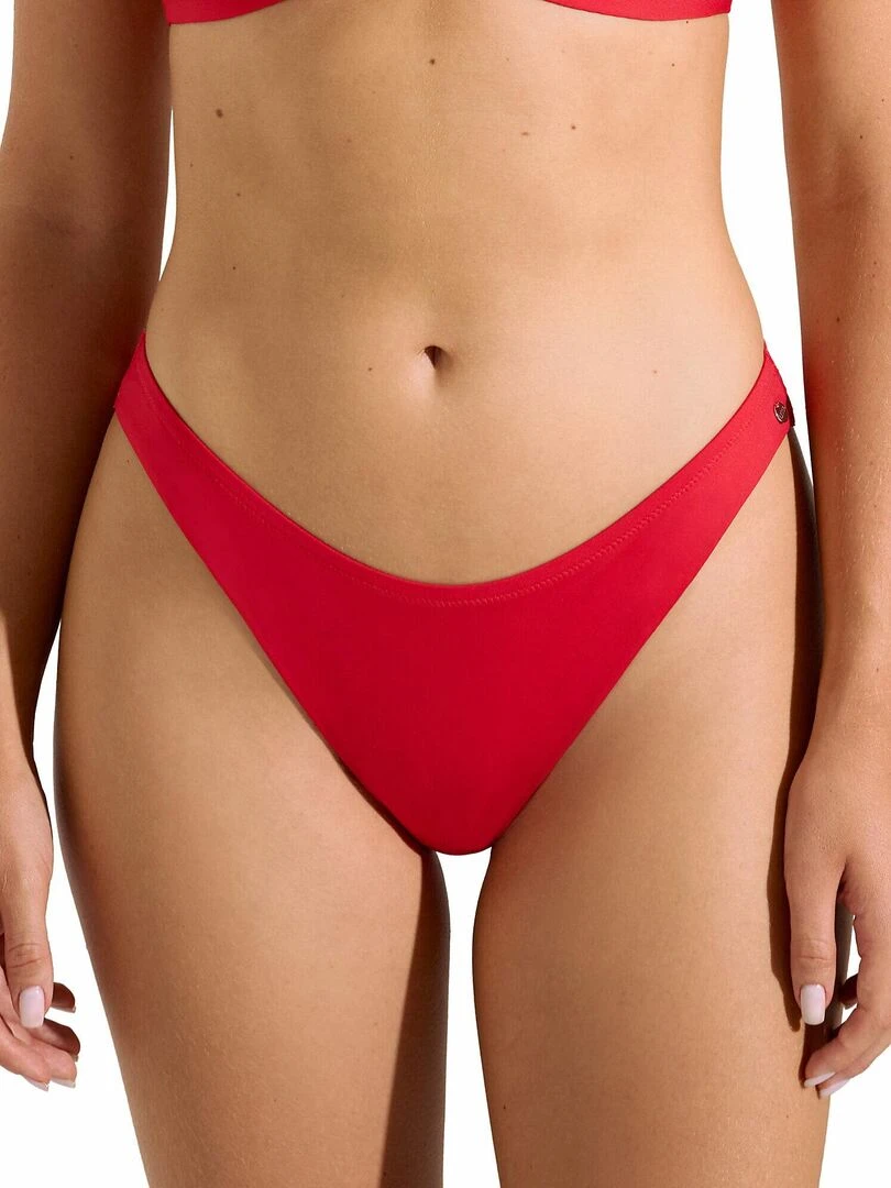 Bas maillot slip de bain échancré taille basse Quito Rouge