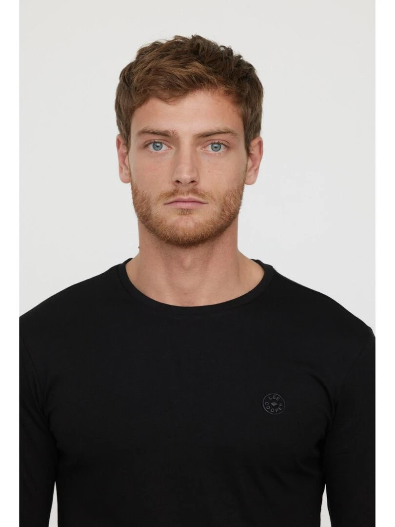 Lee Cooper   T Shirt manches longues coton regular AREO   Noir