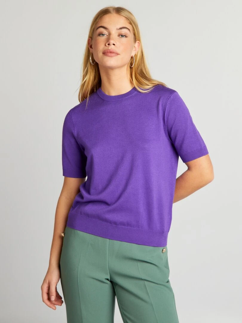 Pull en maille manches courtes   Violet