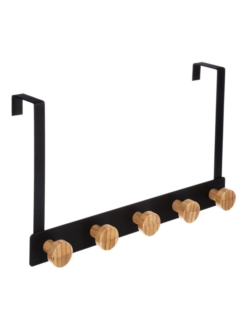 Patère métal bambou 5 têtes pour porte noir Noir