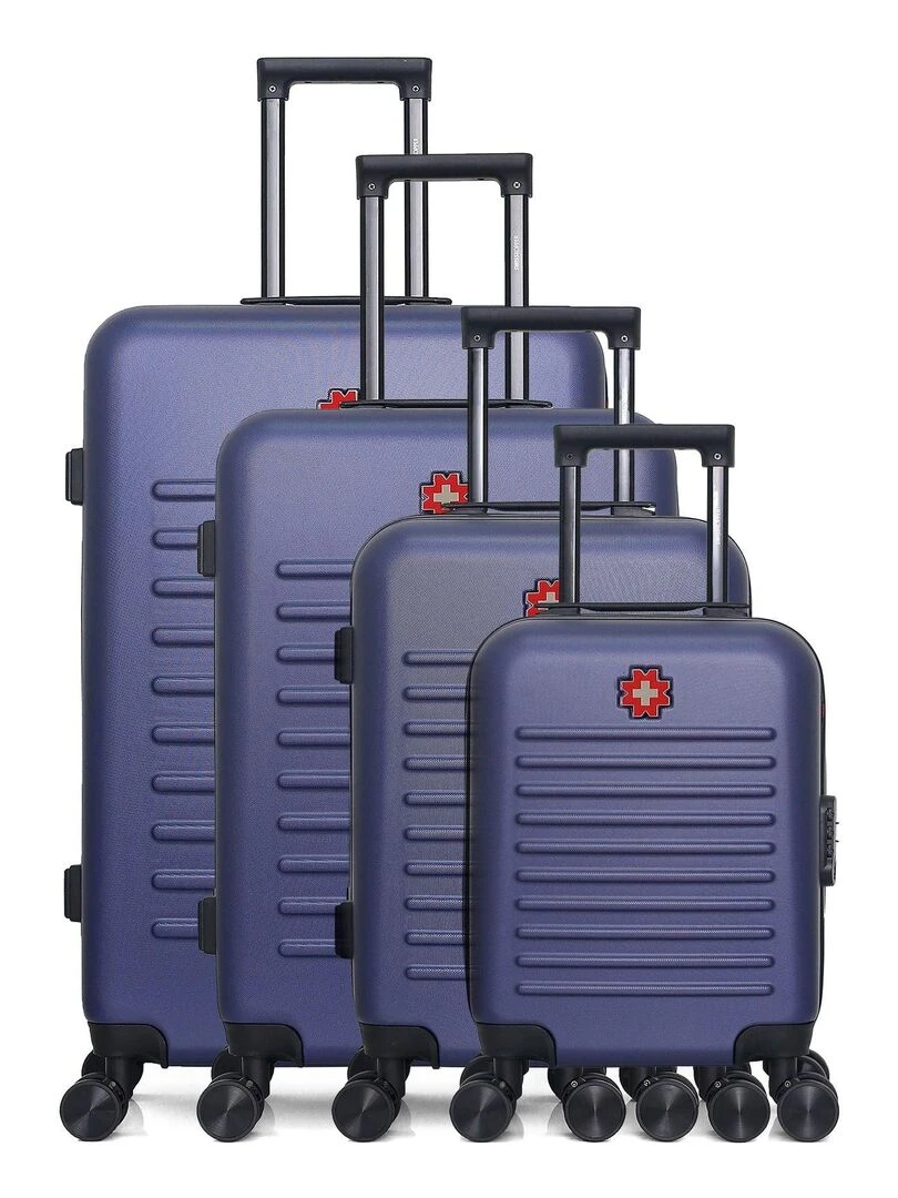 Set de 4 Valises Rigides Grand Format Taille Moyenne Valise Cabine et Vanity WIL M Bleu marine