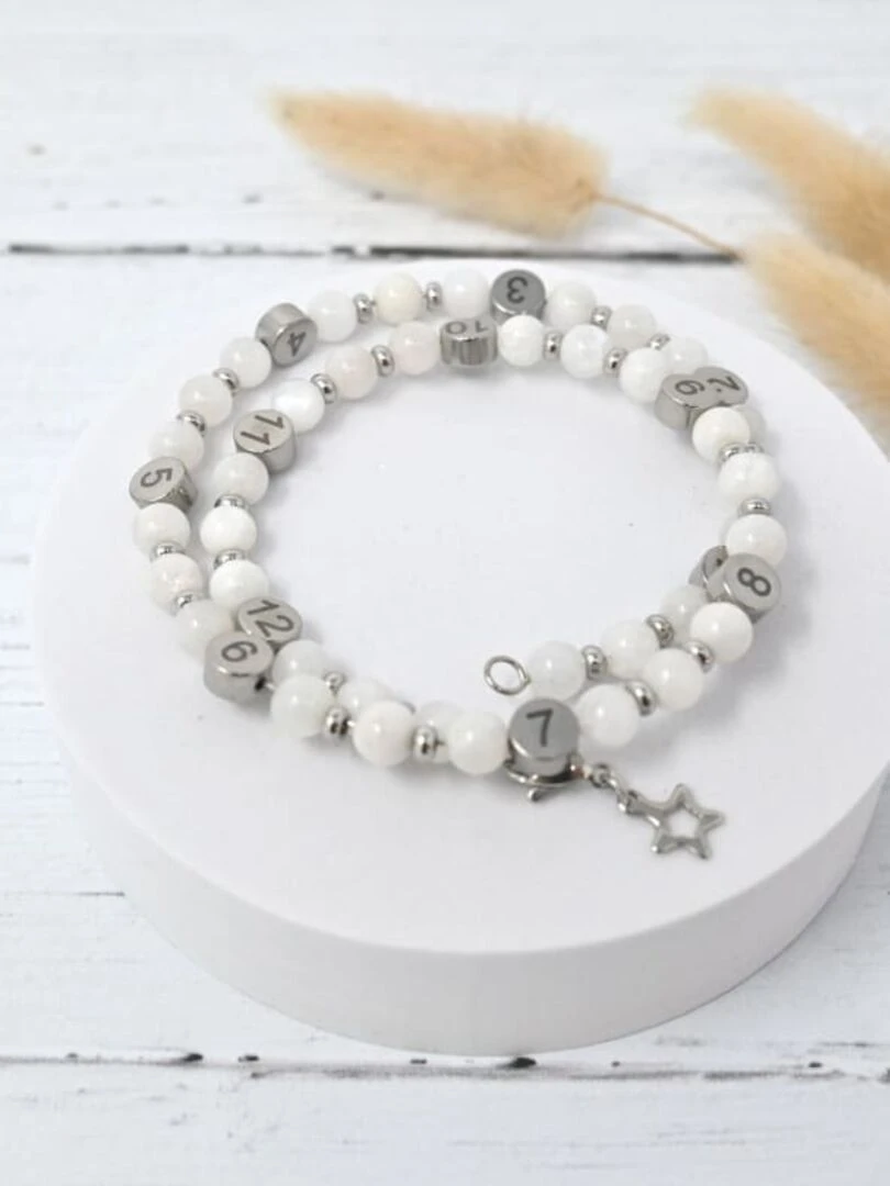 Bracelet d'allaitement   Pierre de lune   Blanc