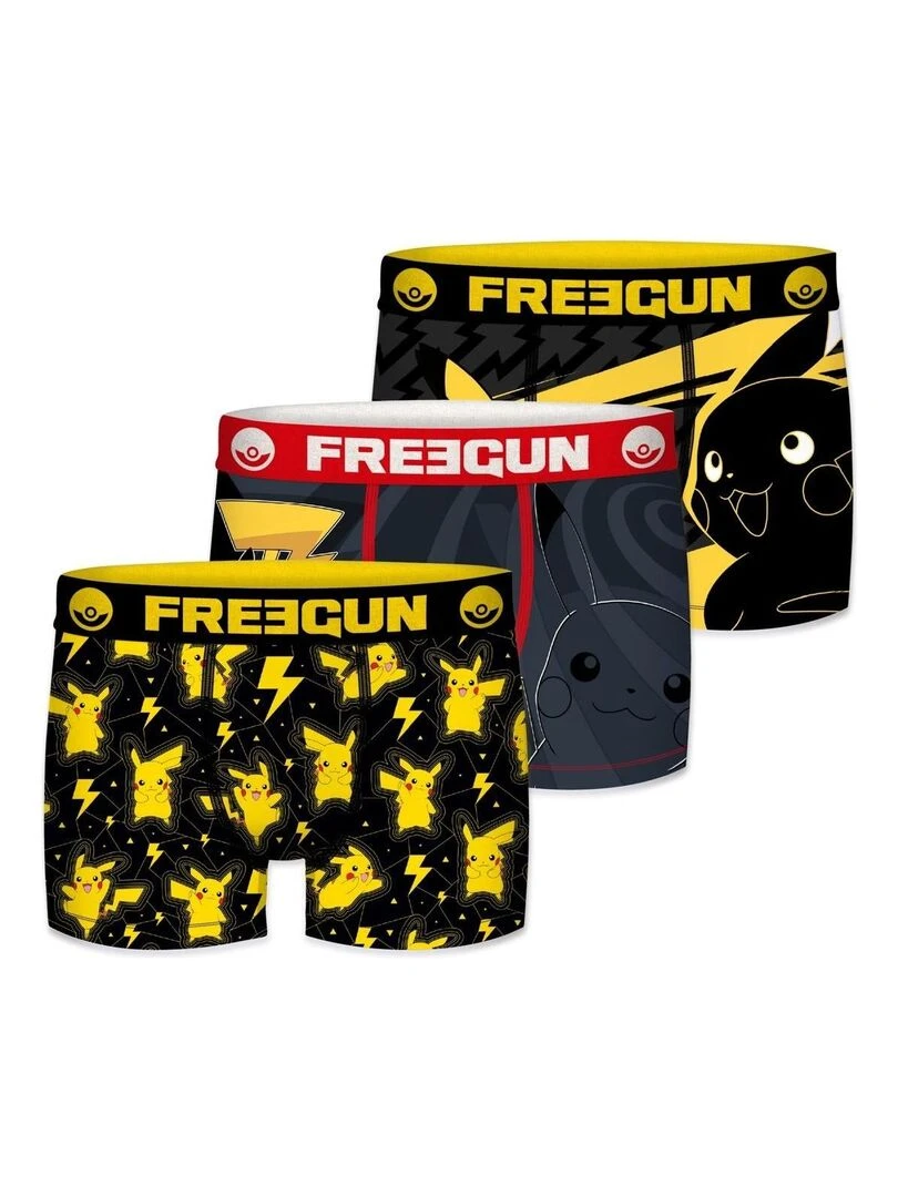 Lot de 3 boxers garçon Pokémon Freegun Jaune