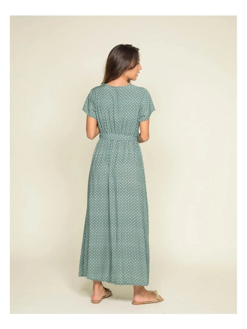 Robe longue motifs ICARE   Vert d'eau